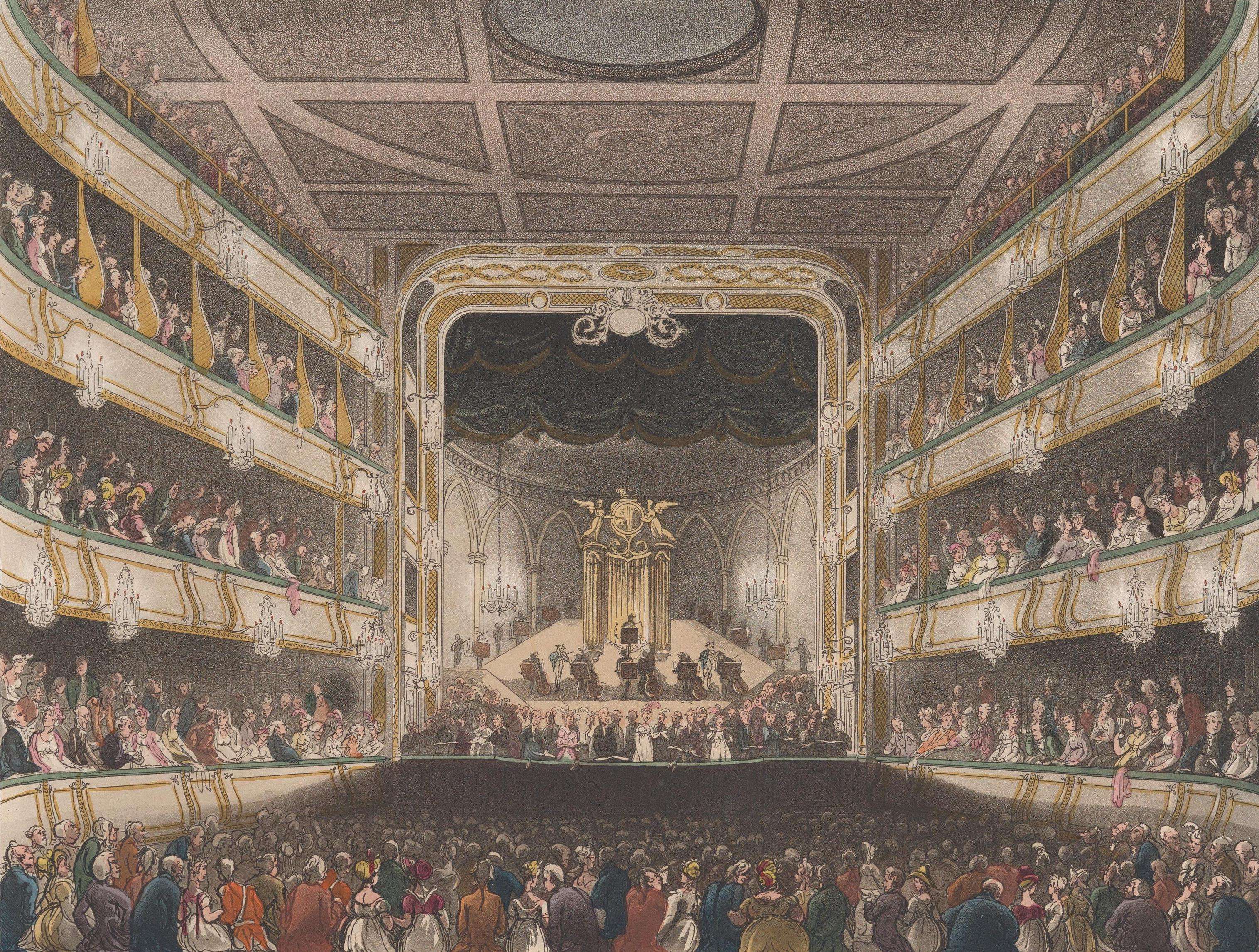 Covent Garden Theatre, Auguste Charles Pugin, Thomas Rowlandson, John Bluck
