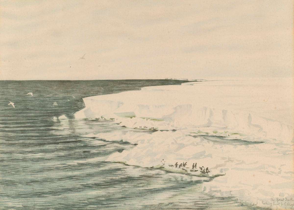 The Great Ice Barrier, Looking East for Cape Crozier, Edward Wilson